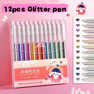 Colored Gel Pens 12 Pcs/Set Glitter Ballpoint Pen for Scrapbooking Drawing  Supplies Kawaii Stationery & Office For School