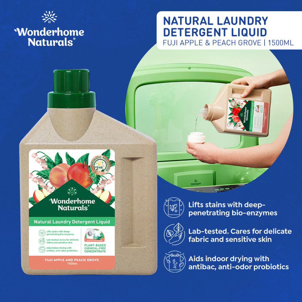 Wonderhome Laundry Detergent Liquid 1.5L Fuji Apple and Peach Grove