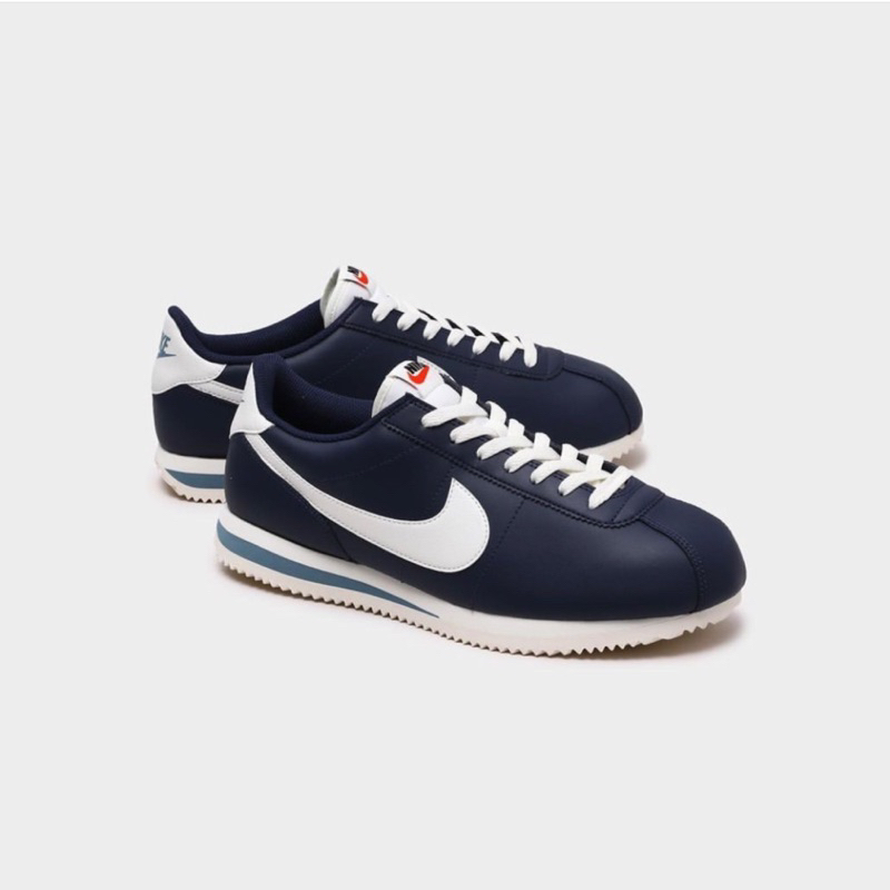 Nike cortez navy blue hotsell and red