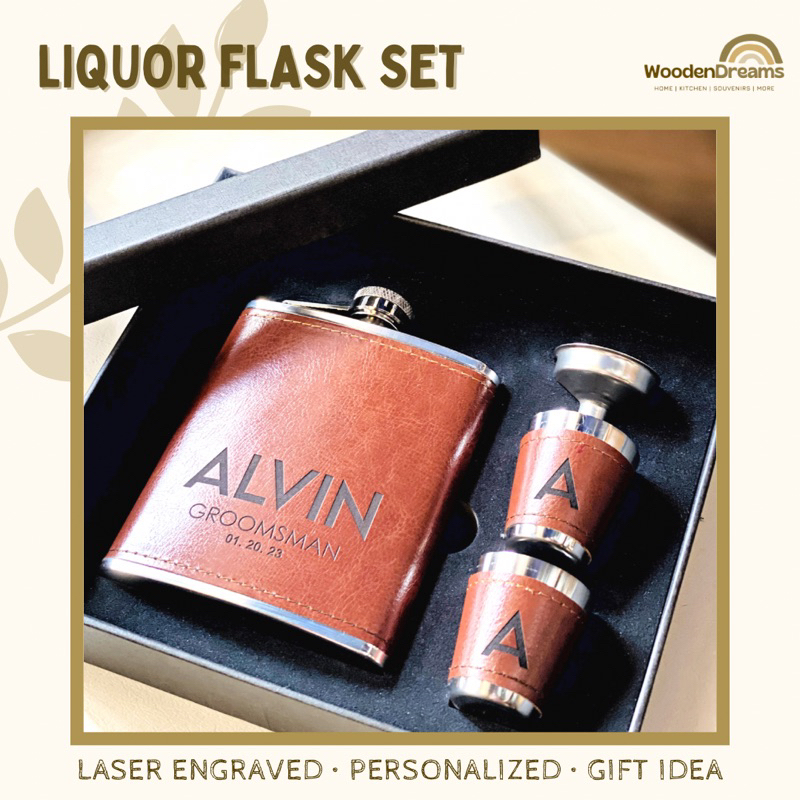 Personalized Liquor | Wine Flask Set (Laser Engraving) | Shopee Philippines