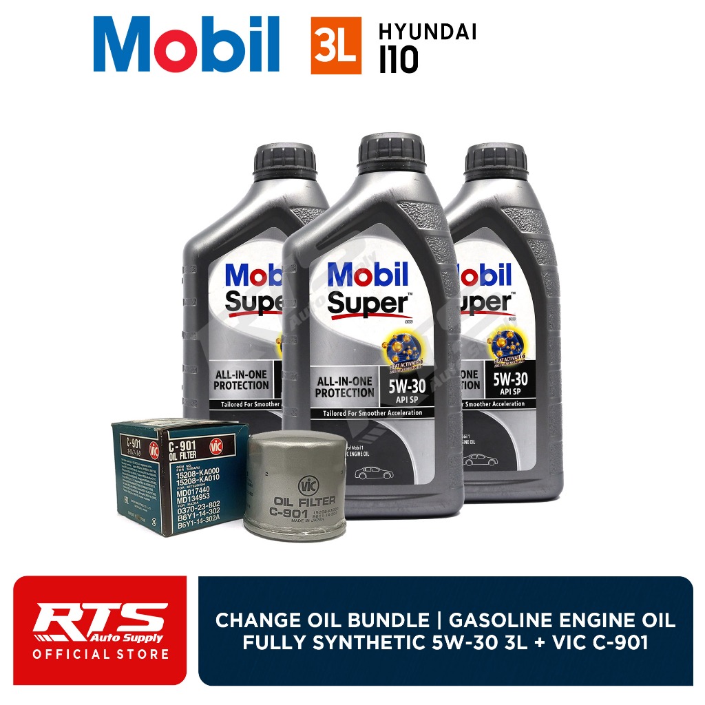 Mobil Super 3000 Fully Synthetic 5w30 Gasoline Change Oil Bundle Set