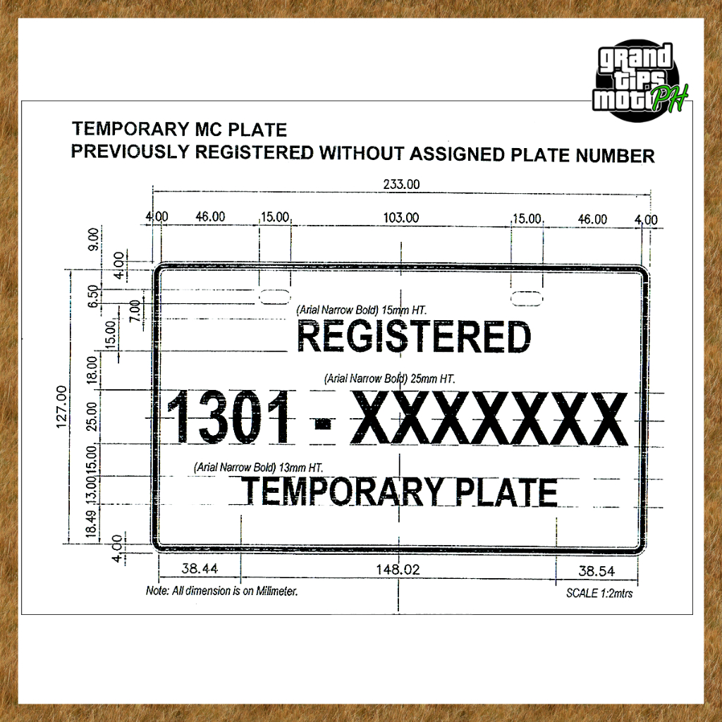 Standard Temporary Plate Number for Motorcycle Galvanized Metal ...