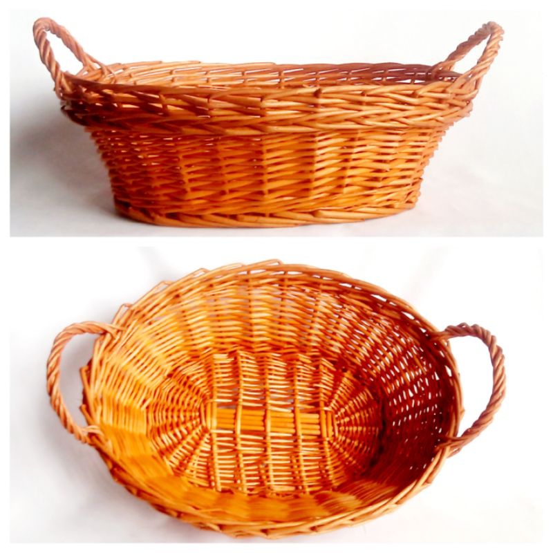 Light rustcolored basket, wicker, 5 in. H x 11 in. W, never used