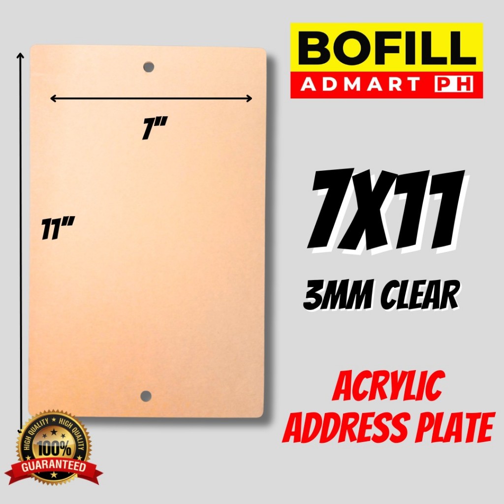 BLANK 7X11 INCHES ACRYLIC ADDRESS PLATE [ BOLTS TOX SCREW INCLUDED ...