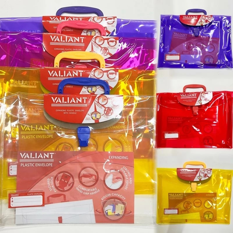 Valiant Expanding Plastic Envelope With Handle Pushlock Bag Office