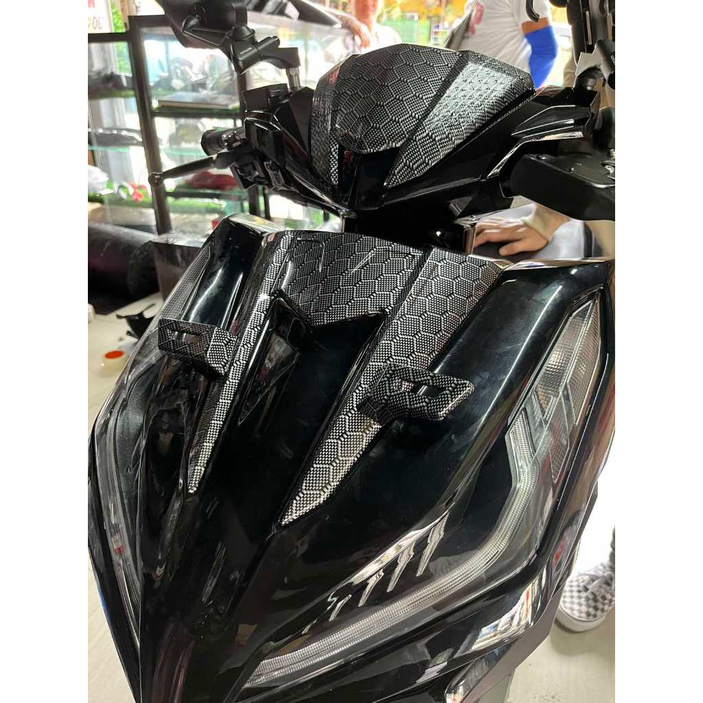 FRONT COVER WITH PLATE HOLDER HONEYCOMB CARBON DESIGN FOR HONDA CLICK ...