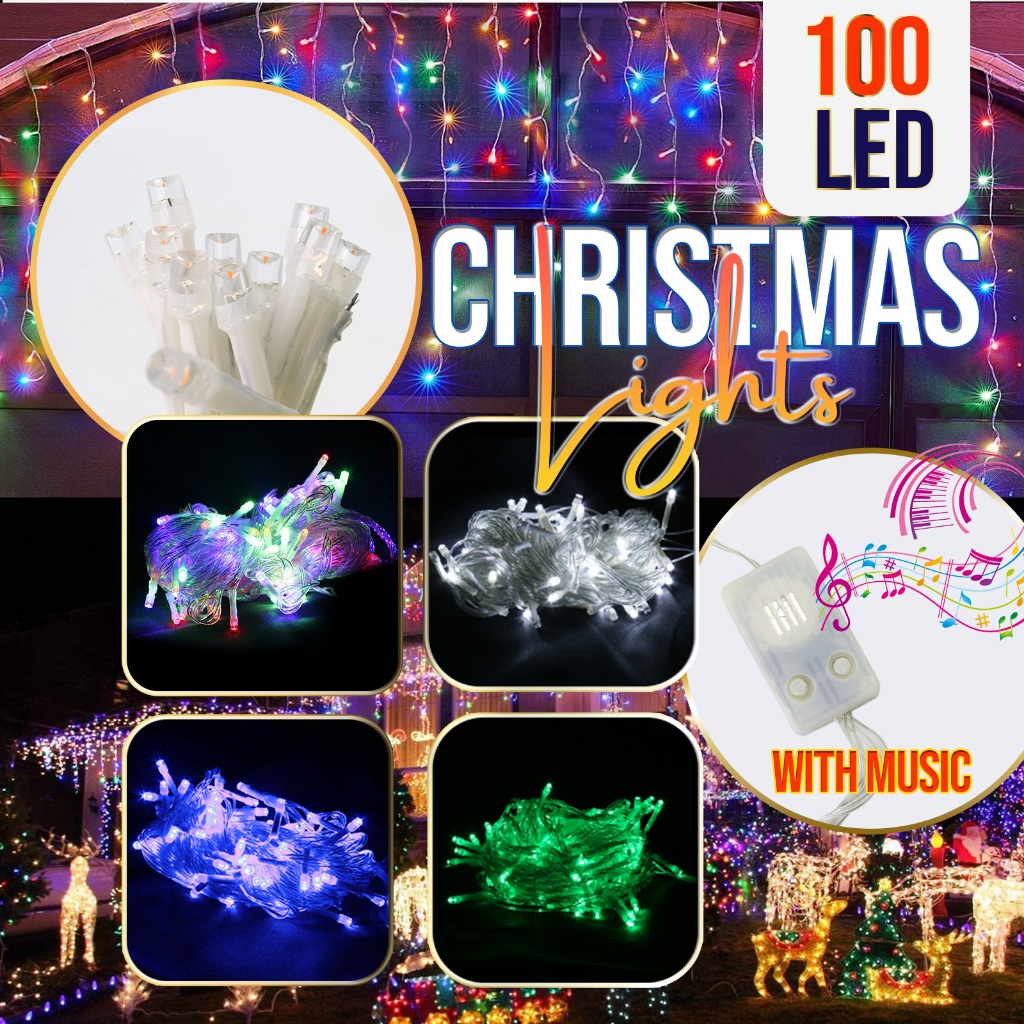 100L LED Wide Angle Christmas lights with Music , Thicker wire size and