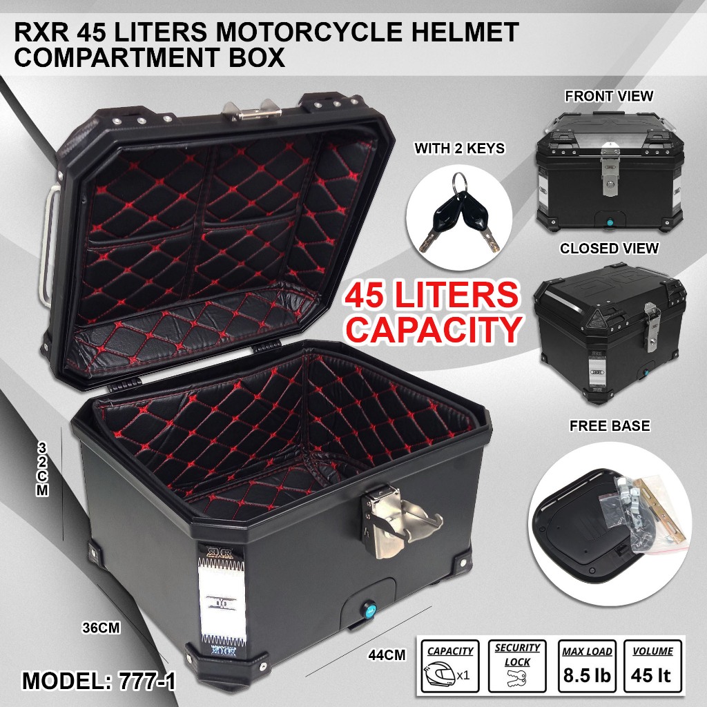 RXR 45 Liters Motorcycle Helmet Compartment Box Exterior StorageMotor