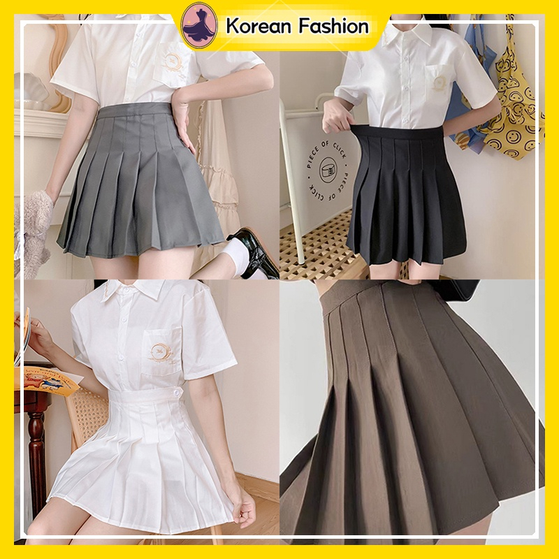 Korean Fashion Womens High Waist Skirt Slim Pleated Skirt Skater Tennis School Skirt Safety 5917