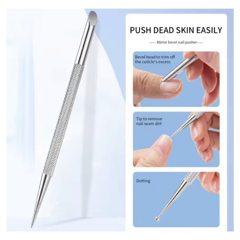 Stainless Steel Pusher Dotting Nail Tool File Buffer Set Easy Use ...
