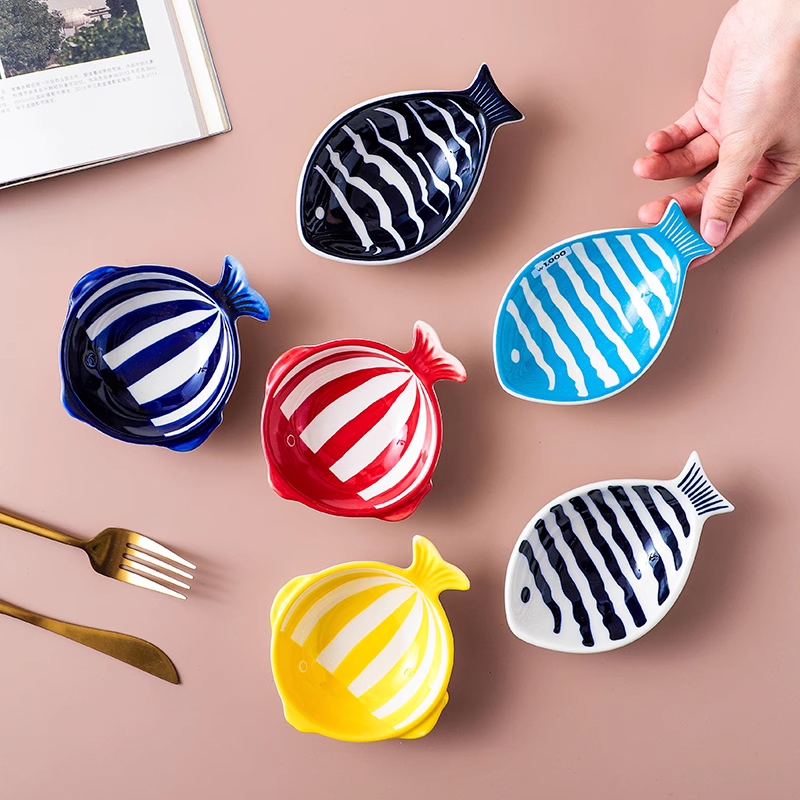 Fish -shaped ceramic dish, home dipping dish to eat hot pot dipping ...