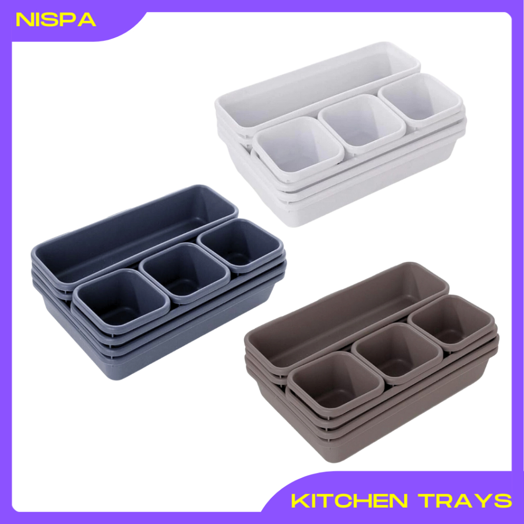 8pcs Kitchen Trays Interlocking Desk Drawer Organizer Tray Dividers