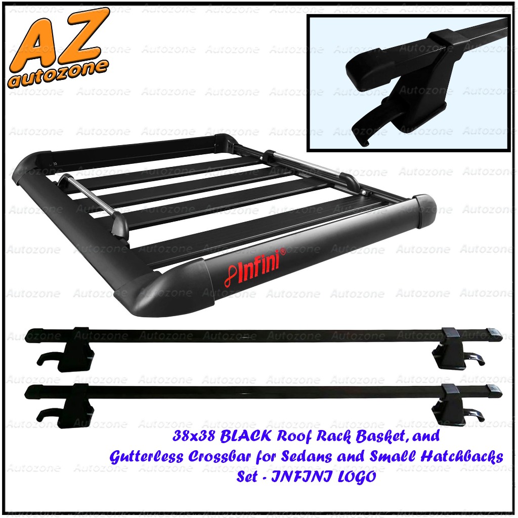 38x38 Black Roof Rack Car Basket Sets with Gutterless Crossbar For