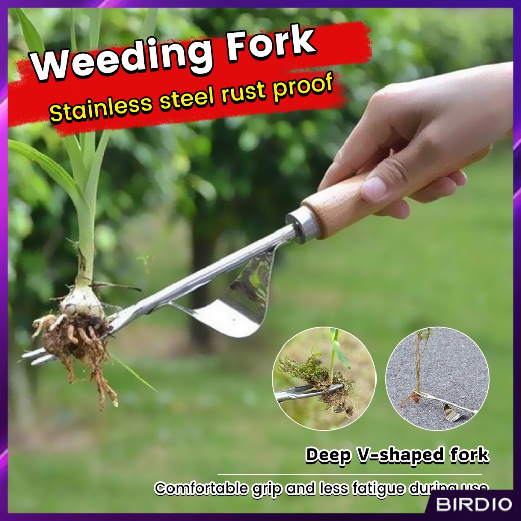 Birdio Stainless Steel Manual Weeding Fork Transplanting Digging Tools