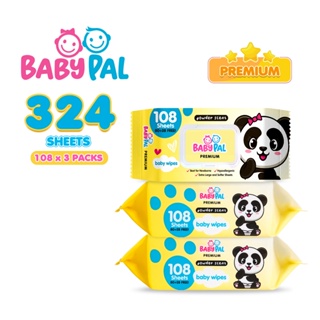 BabyPal Premium Baby Wipes Powder Scent 108 Softer Sheets Pack of 3 for Newborn and Kids