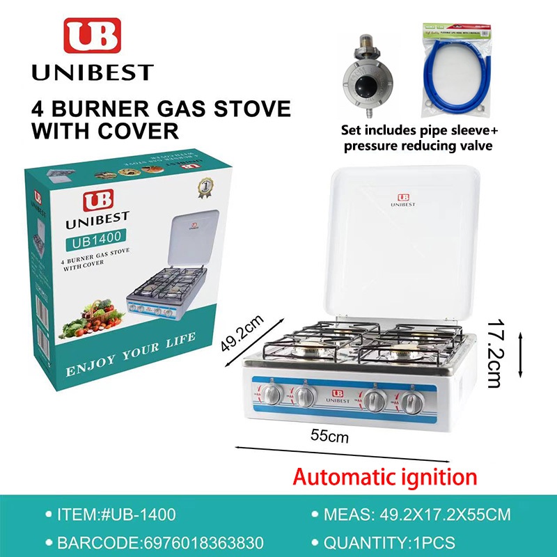 Portable gas stove with lid 4burner gas stove automatic/manual