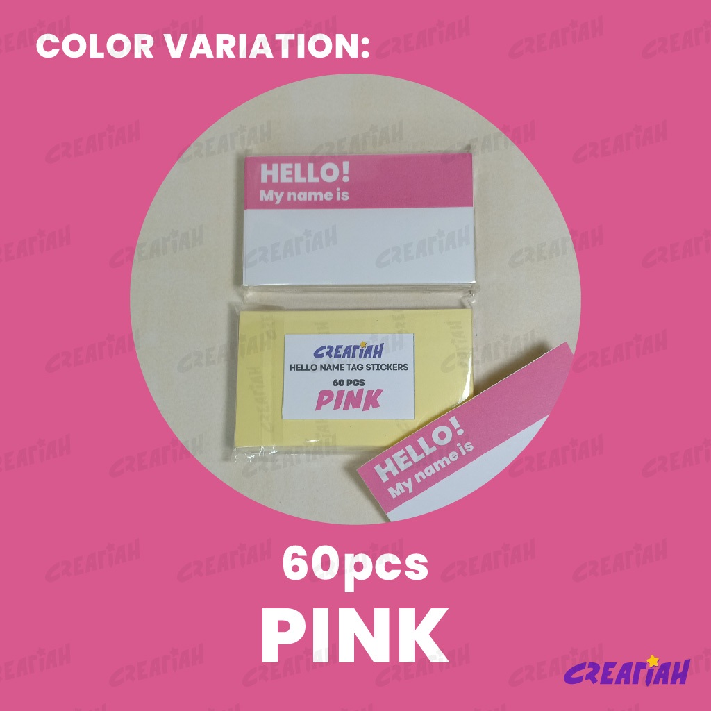 CREATIAH | Single Color HELLO Name Tag Stickers Pack Party School Home ...