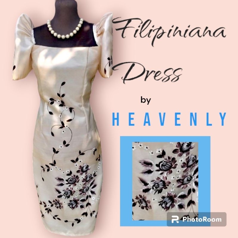 Filipiniana Dress Hand Painted Design Shopee Philippines