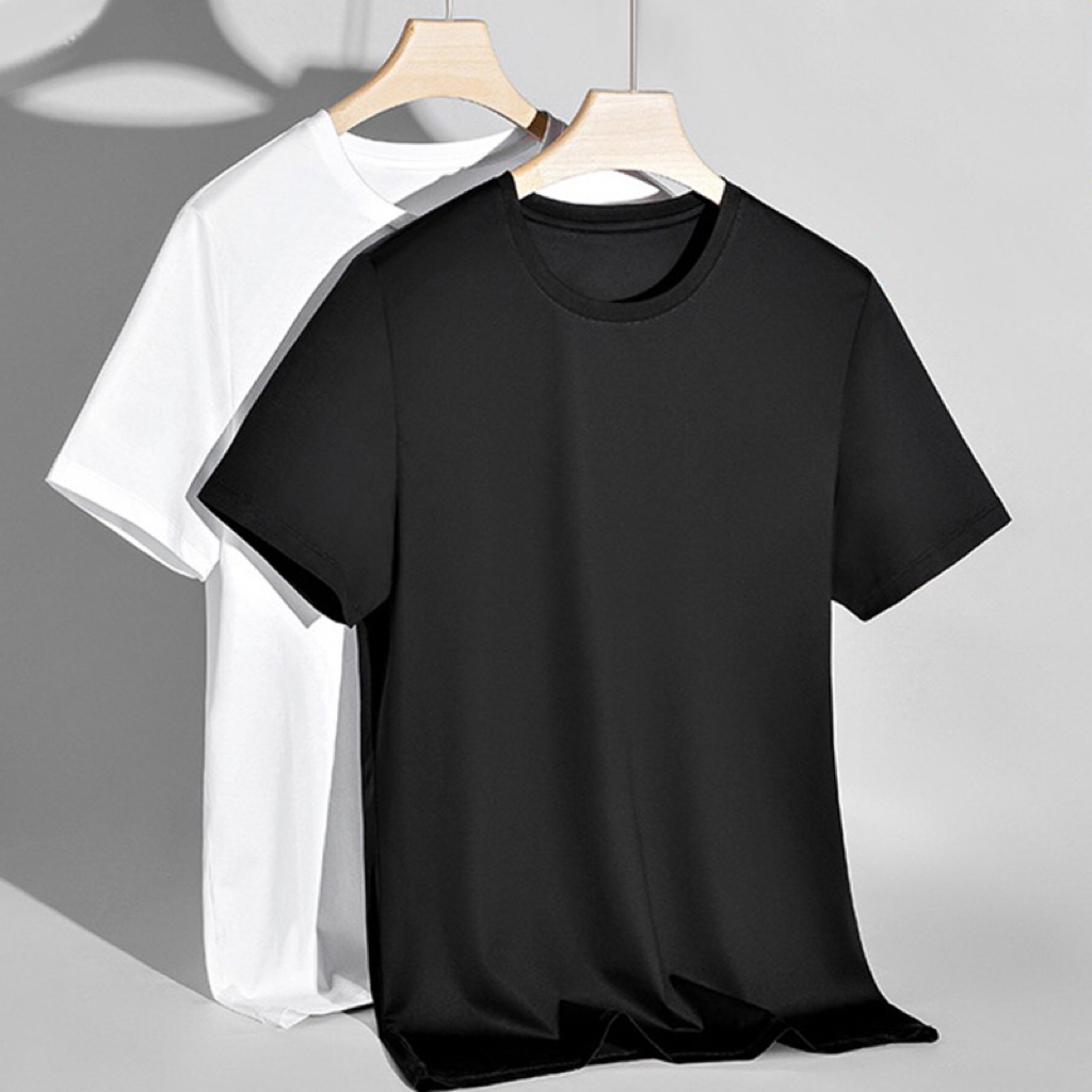 Plain Round Neck White And Black Cotton T-Shirt Unisex （M L XL ...