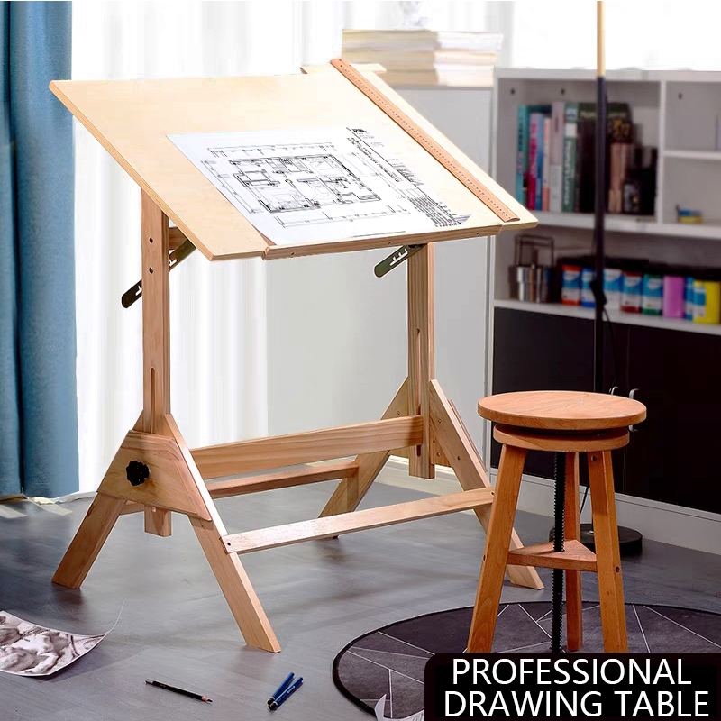 Professional Drawing Table CAD Workbench Wooden Drawing Table Study