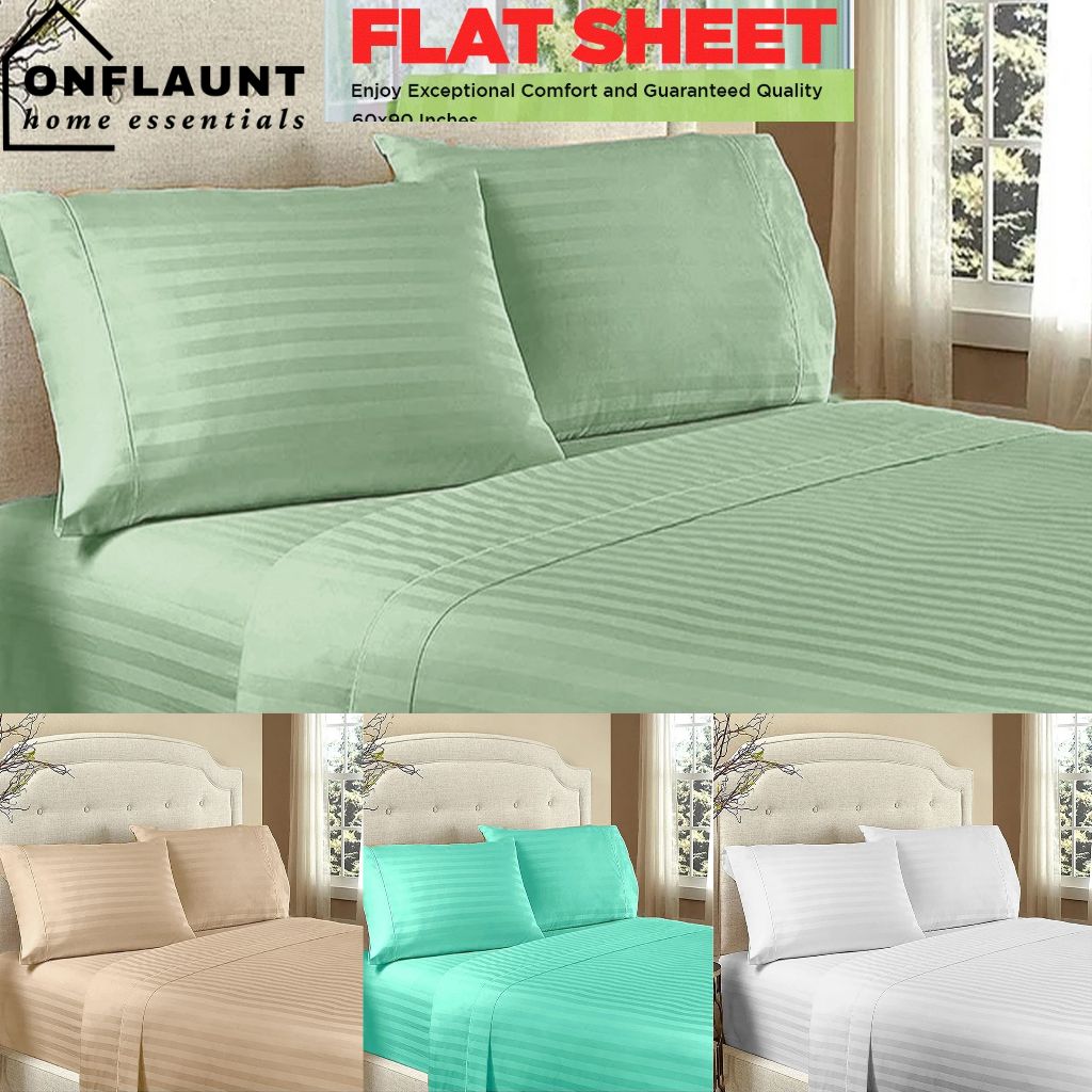 OnFlaunt Blanket Hotel Quality Striped Flat Sheet Kumot Plain Blankets