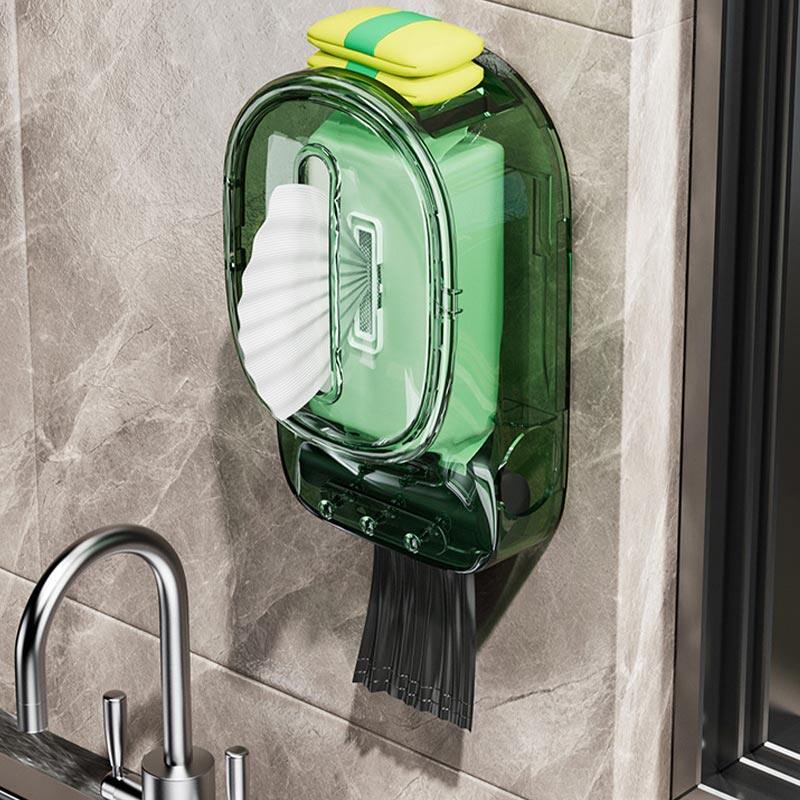 Wall Mounted Tissue Box Storage Rack With Hooks Paper Drawer Bathroom ...