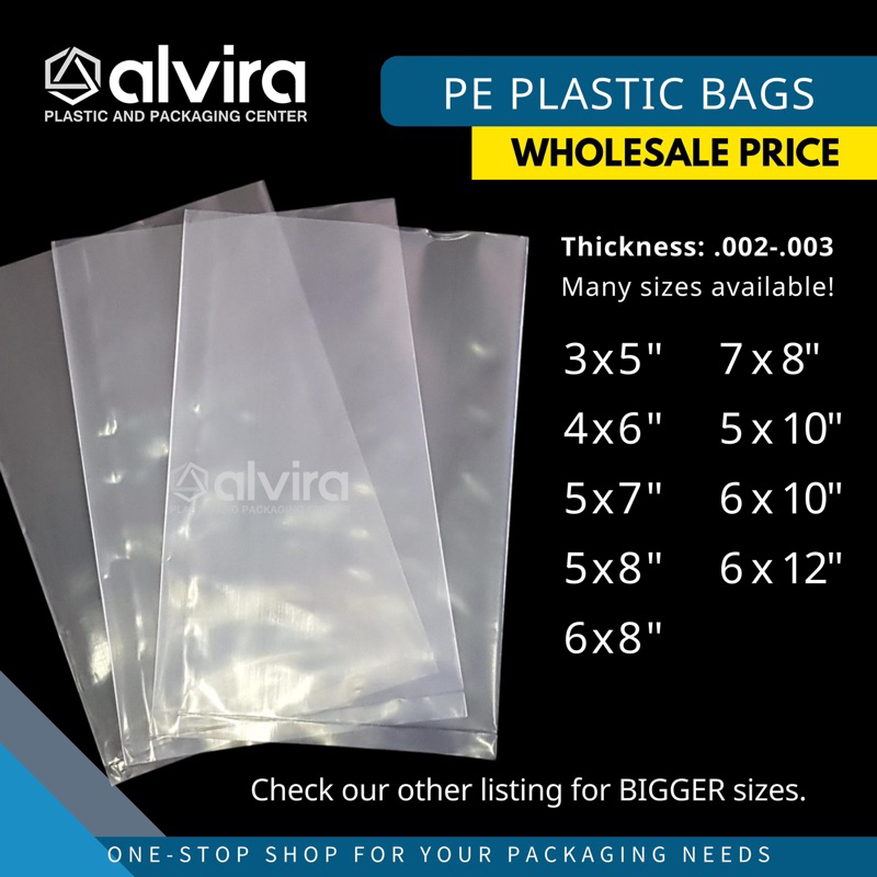 100pcs PE Plastic Bag Thickness 002 0025 003 Small Sizes 3x5 6x12 