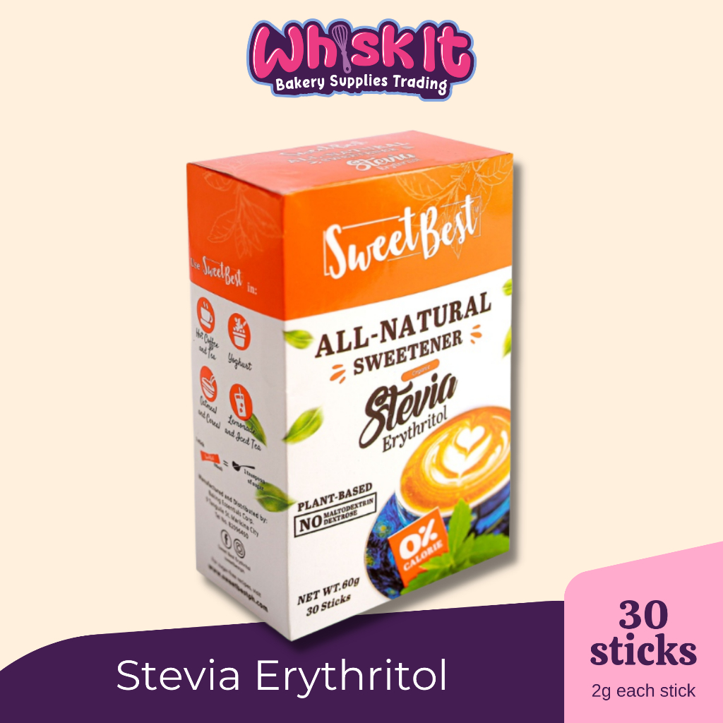Stevia Erythritol 1 box x 30 sticks, Plant Based Zero Calorie Sugar