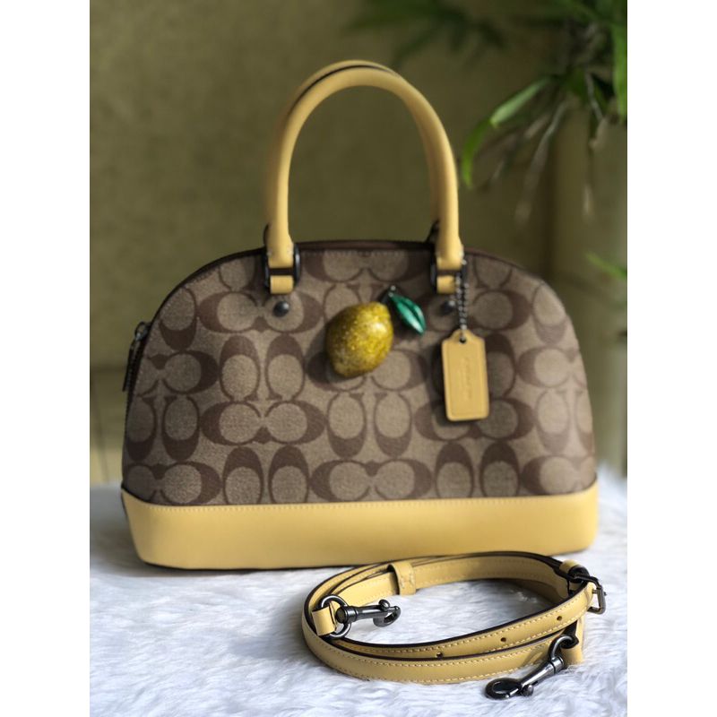 Coach Mini Sierra Satchel in Signature Canvas with Lemon