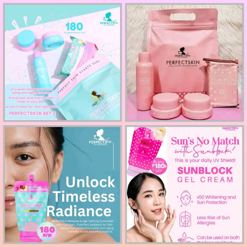 PERFECT SKIN rejuvenating set, melasma set & sunscreens Shopee