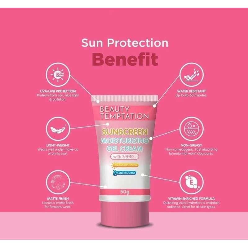 Beauty Temptation Sunscreen Moisturizing Gel SPF40 (100% Original ...