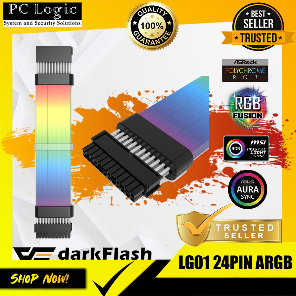 DARKFLASH LG01 24PIN MOTHERBOARD ARGB BLACK POWER SUPPLY LIGHT GLOW ...