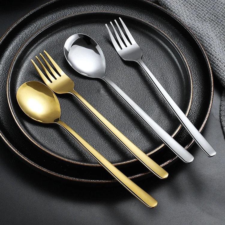 Korean Cutlery Korean Style Flatware Stainless Steel Dining Spoon and Fork Shopee Philippines