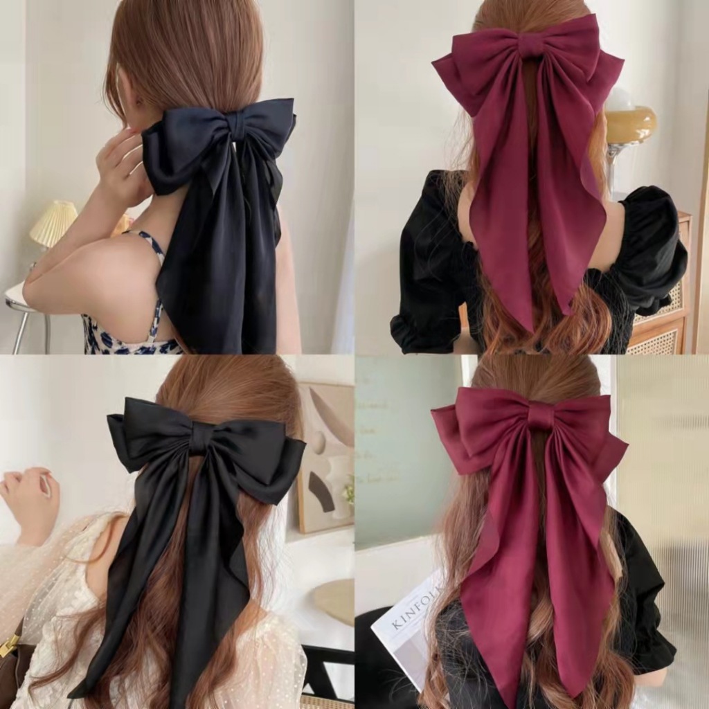 Long Korean Big Bow Hairpin Long Ribbon Hairpin Satin Headwear