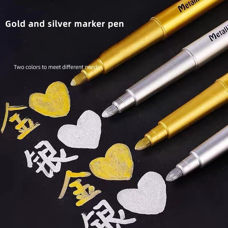 Gold Silver Color Paint Pen Metal Marker Pens Waterproof Paint Sign