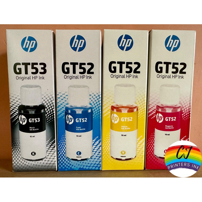 Hp Gt53 Gt52 Genuine Ink Set Of 4 Colors 70ml Black Cyan Yellow