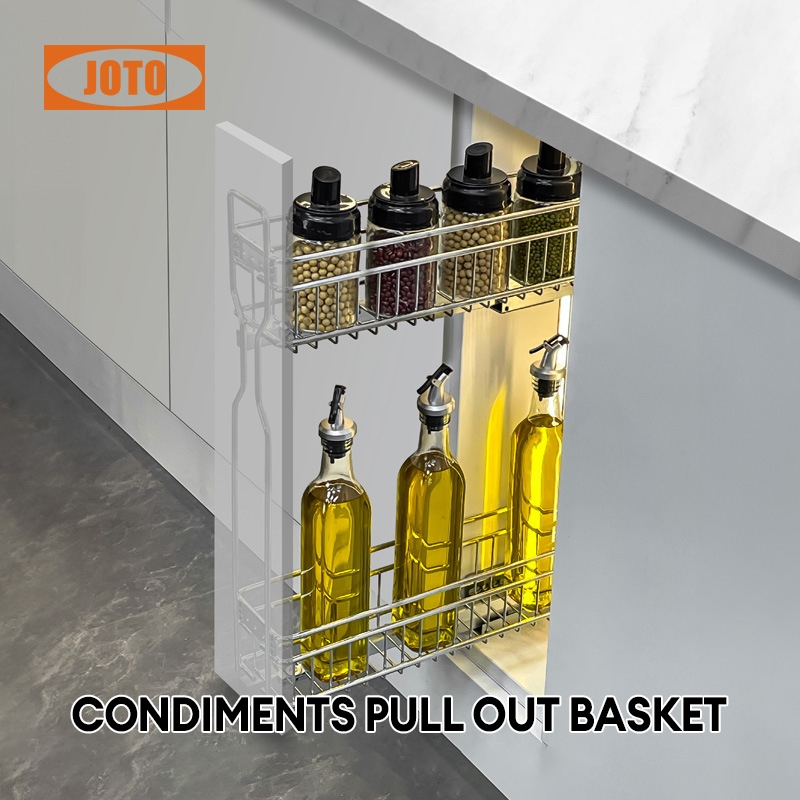 JOTO Kitchen Pull Out Rack Condiment Rack Kitchen Condiments Rack