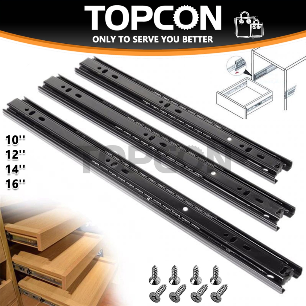 1 Pair (2pcs) Drawer Slider Guide Soft Close 10Inch 12Inch 14Inch ...