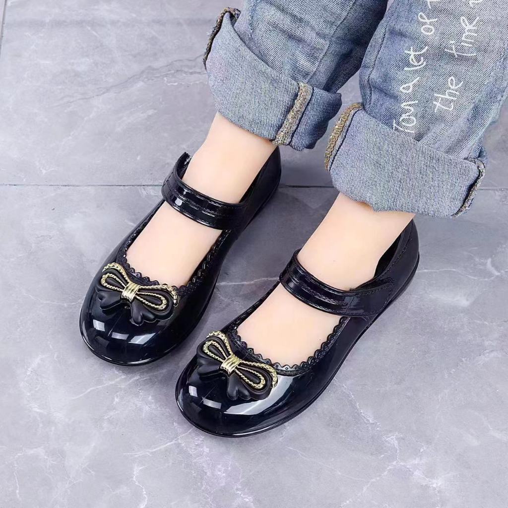 new school black shoes flat shoes for girl kids | Shopee Philippines