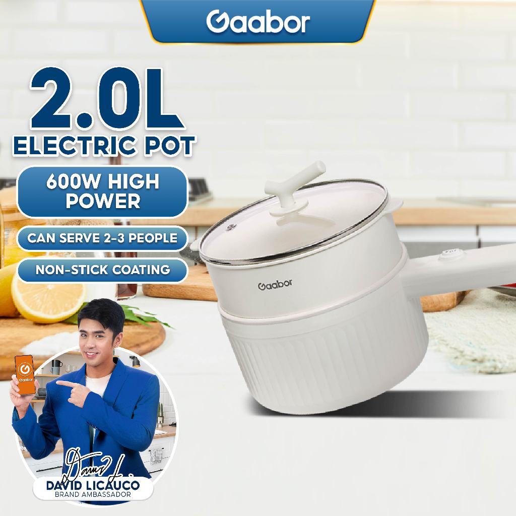 Gaabor Nonstick Electric Pot Large Capacity 2L Strong Power 600W Multi