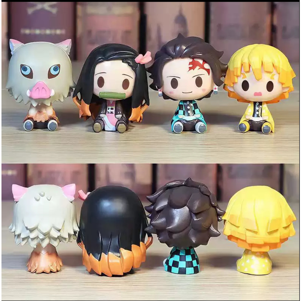 5cm 4PCS Demon Slayers Action Figure Nezuko Zenitsu Tanjirou Inosuke ...