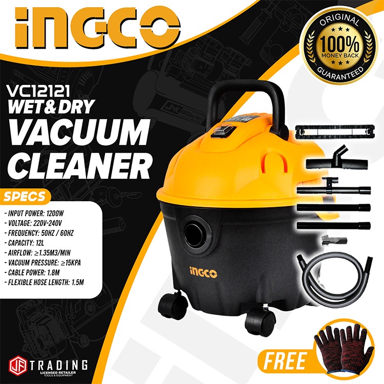 INGCO VC12121 1200W Wet & Dry Vacuum Cleaner 12L Capacity Household
