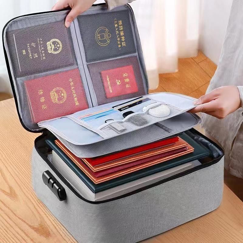 Storage Bag Large Capacity for Files 3 Layer with Lock Waterproof for