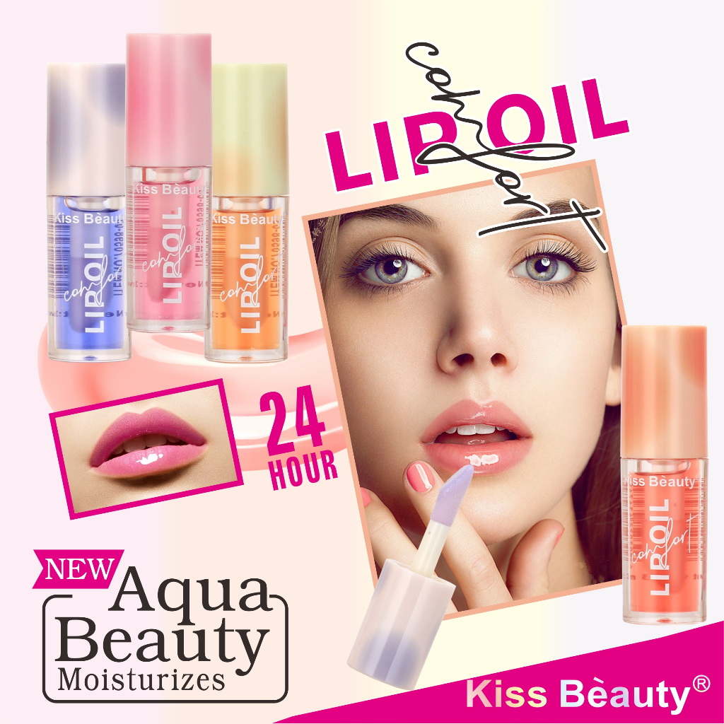 KISS BEAUTY 24/7 AQUA BEAUTY MOISTURIZES Lip OIL Lip Serum Lip Care