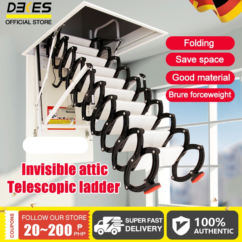 3.5M Attic Telescopic Ladder Lifting Wall Mounted Retractable Staircase ...