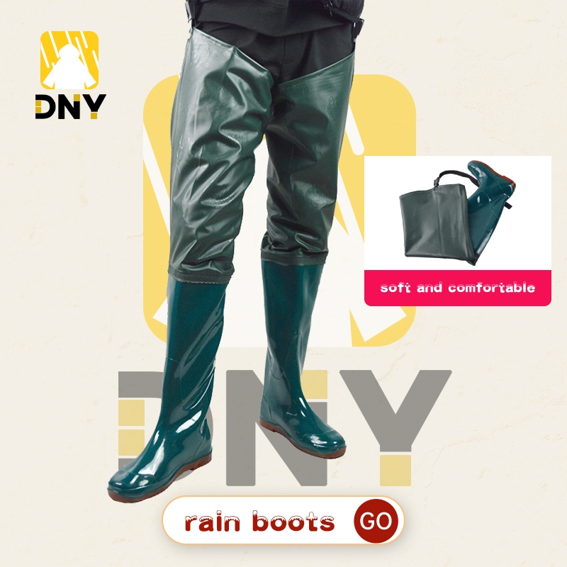 Nylon Fly Fishing Hip Waders With Boots Wading Sock Boots Waterproof  One-piece Rain Boots