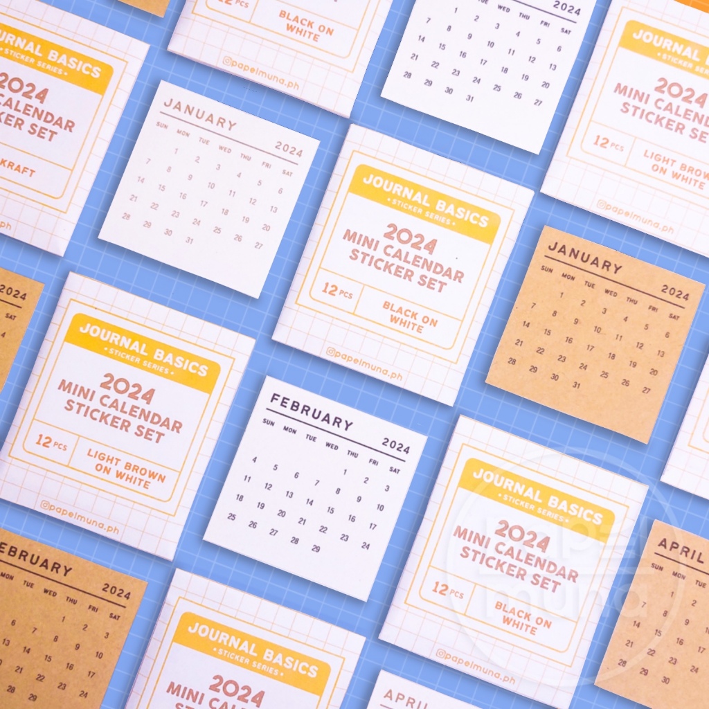 2024 MINI CALENDAR STICKER SET JOURNAL BASICS PapelMuna Shopee