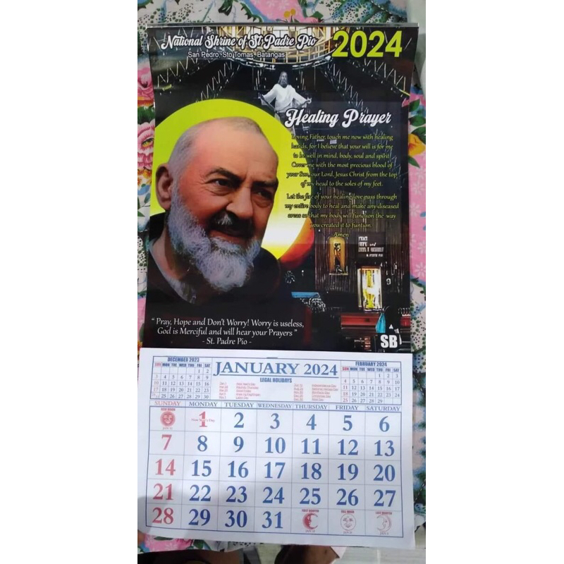 Padre pio Calendar 2024 regular size National Shrine Sto. tomas