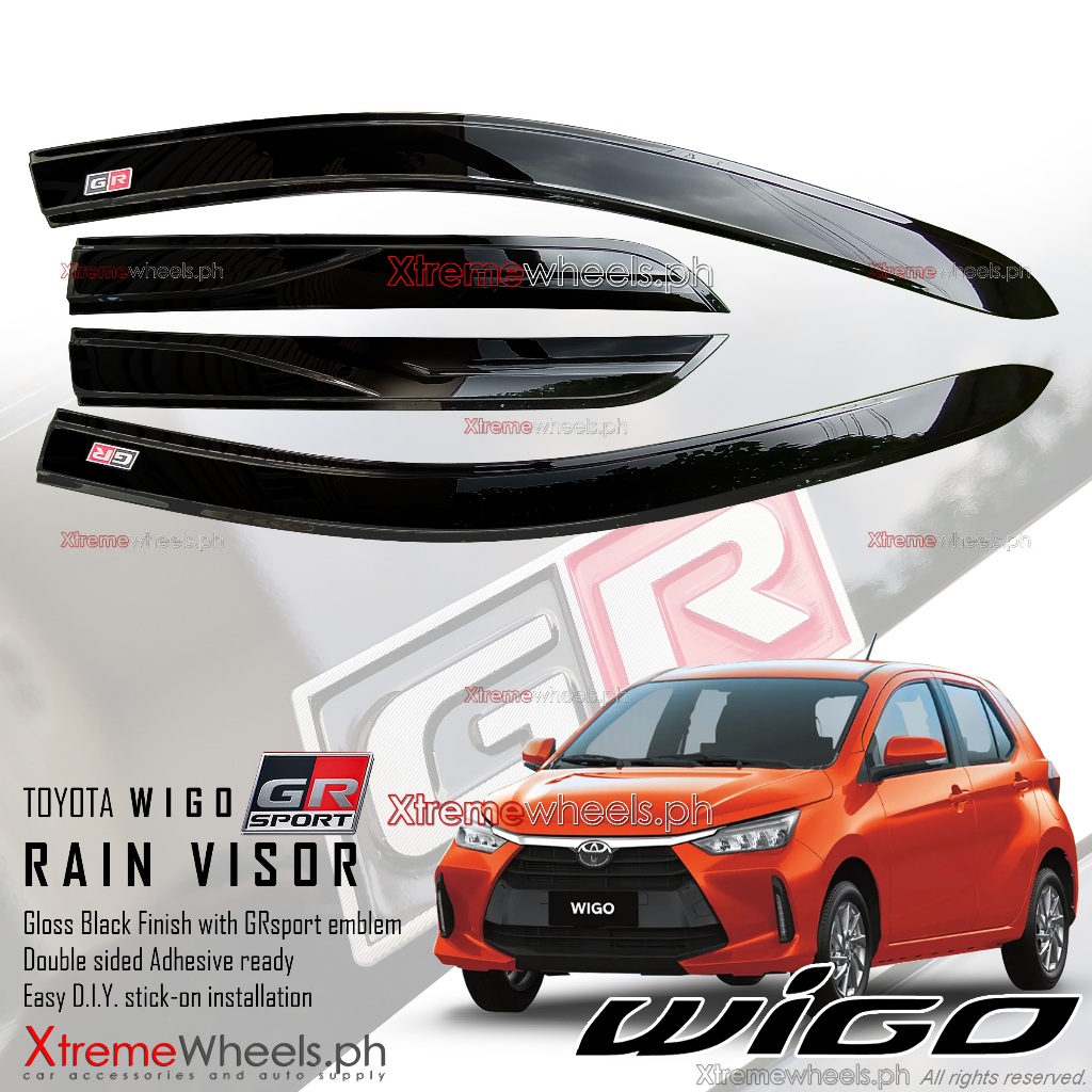 Toyota Wigo 2024-2025 GR / Gazoo Slim Type Designed Black Rain Window ...
