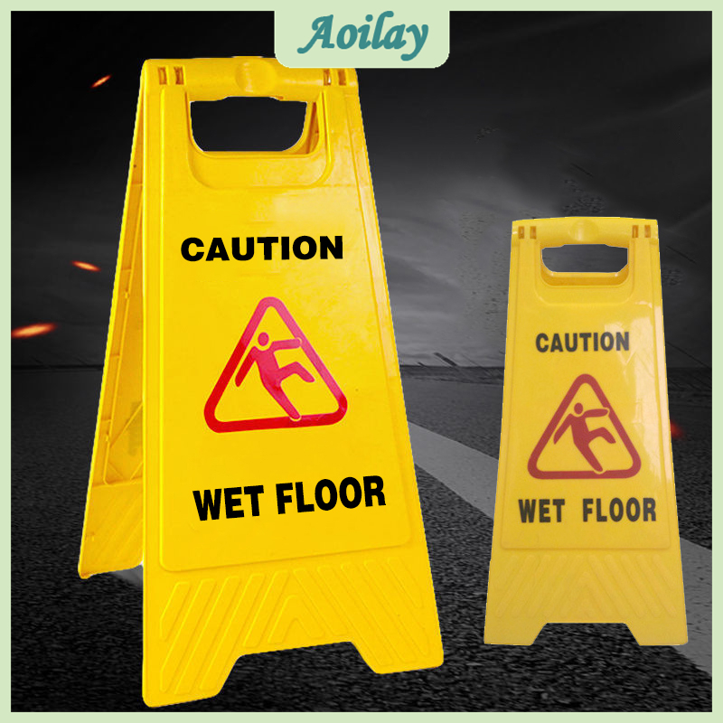 Caution Wet Floor Sign Foldable Yellow Warning Floor Stand DoubleSided